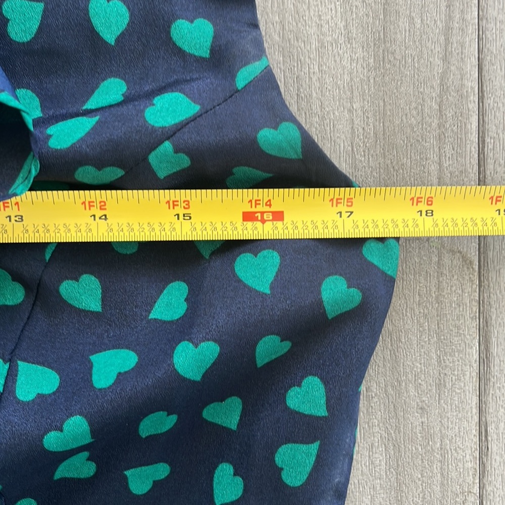Forever 21 XXI Boutique Hearts Sleeveless Dress Navy Blue Green Size M - Picture 15 of 16